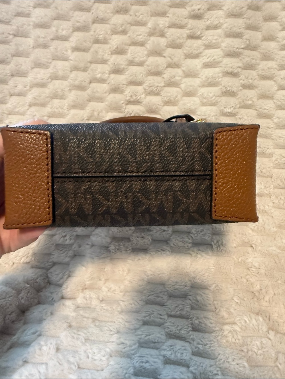 Michael Kors Brown Tan MK Signature Structured Mini Tote - Picture 2 of 4